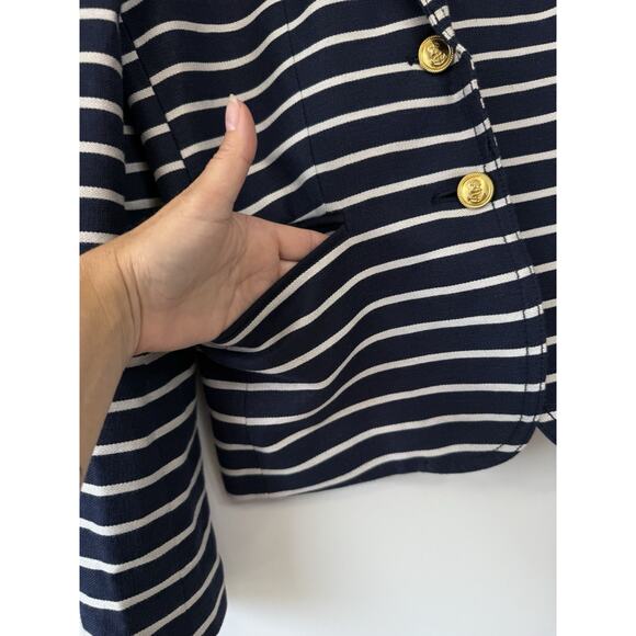 J Crew Schoolboy Size 2 Blazer Navy Striped Preppy Old Money Nautical Academia - Picture 4 of 12